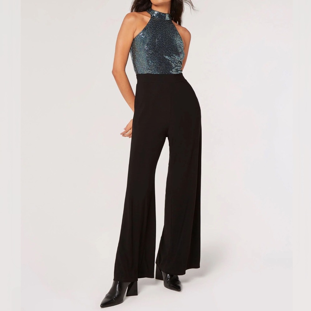 APRICOT Elegant Black Wide-Leg Trousers